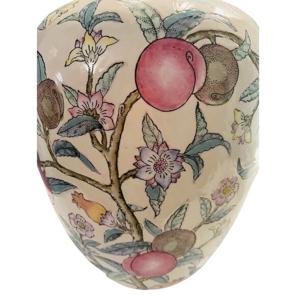 Vintage 12” WBI Floral Botanical Chinoiserie Plum tree blossoms Ceramic Vase Urn - Picture 10 of 11